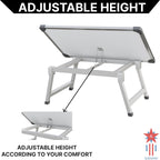 GOSHU 1.5 x 2 Feet Whiteboard Study Table | Portable Laptop Desk With Adjustable Height for Home and Office Use | White Board, Wooden Duster, Two Black Ink Markers (Pack of 4)