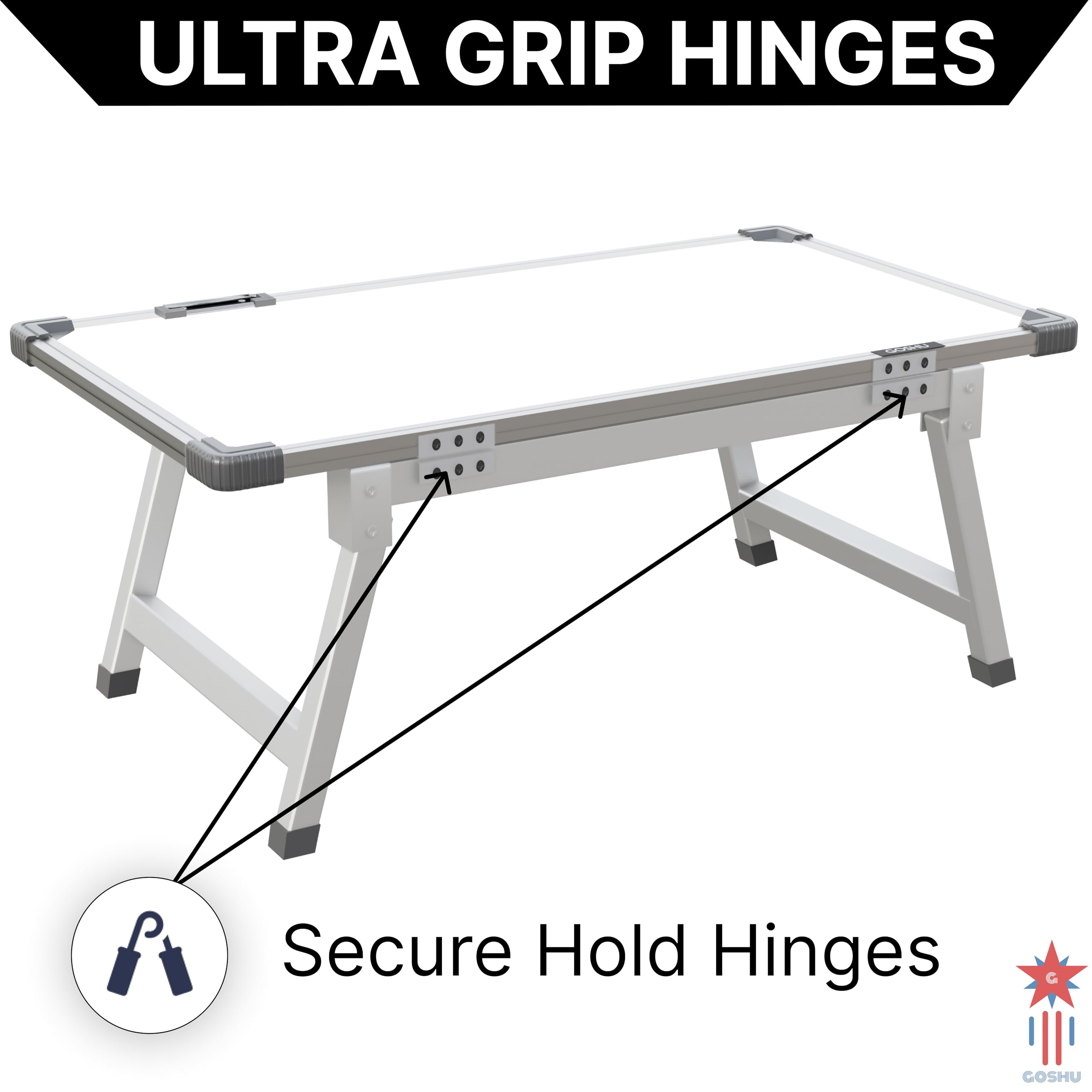 GOSHU 1.5 x 2 Feet Whiteboard Study Table | Portable Laptop Desk With Adjustable Height for Home and Office Use | White Board, Wooden Duster, Two Black Ink Markers (Pack of 4)