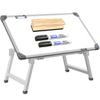 GOSHU 1.5 x 2 Feet Whiteboard Study Table | Portable Laptop Desk With Adjustable Height for Home and Office Use | White Board, Wooden Duster, Two Black Ink Markers (Pack of 4)
