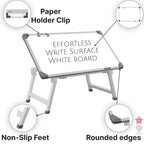 GOSHU 1.5 x 2 Feet Whiteboard Study Table | Portable Laptop Desk With Adjustable Height for Home and Office Use | White Board, Wooden Duster, Two Black Ink Markers (Pack of 4)
