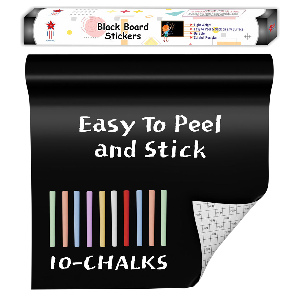 GOSHU 180x120 CM Black Board Sticker for Kids, Home, School & Office | Removable Self-Adhesive Waterproof Writing & Drawing Board Film – 6 x 4 Ft, Ideal for Smooth Surfaces (Black, 6x4 feet)