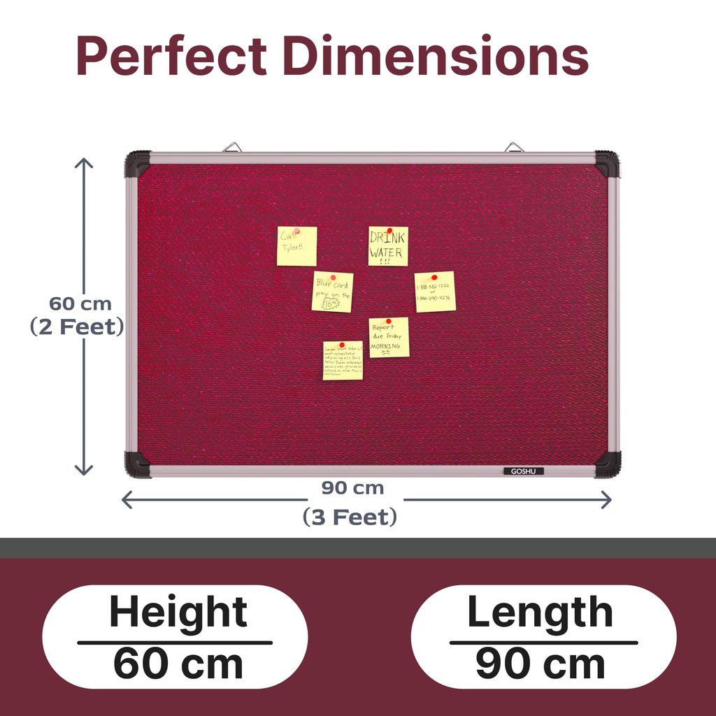 GOSHU Notice Board 2 feet x3 feet Shutter Board with Acrylic Cover Premium Material Pin-up Board/Bulletin Board/Display Board with 50 Push Pins for Office, School & College (2x3 feet, Maroon)