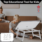 GOSHU 1.5 x 2 Feet Whiteboard Study Table | Portable Laptop Desk With Adjustable Height for Home and Office Use | White Board, Wooden Duster, Two Black Ink Markers (Pack of 4)