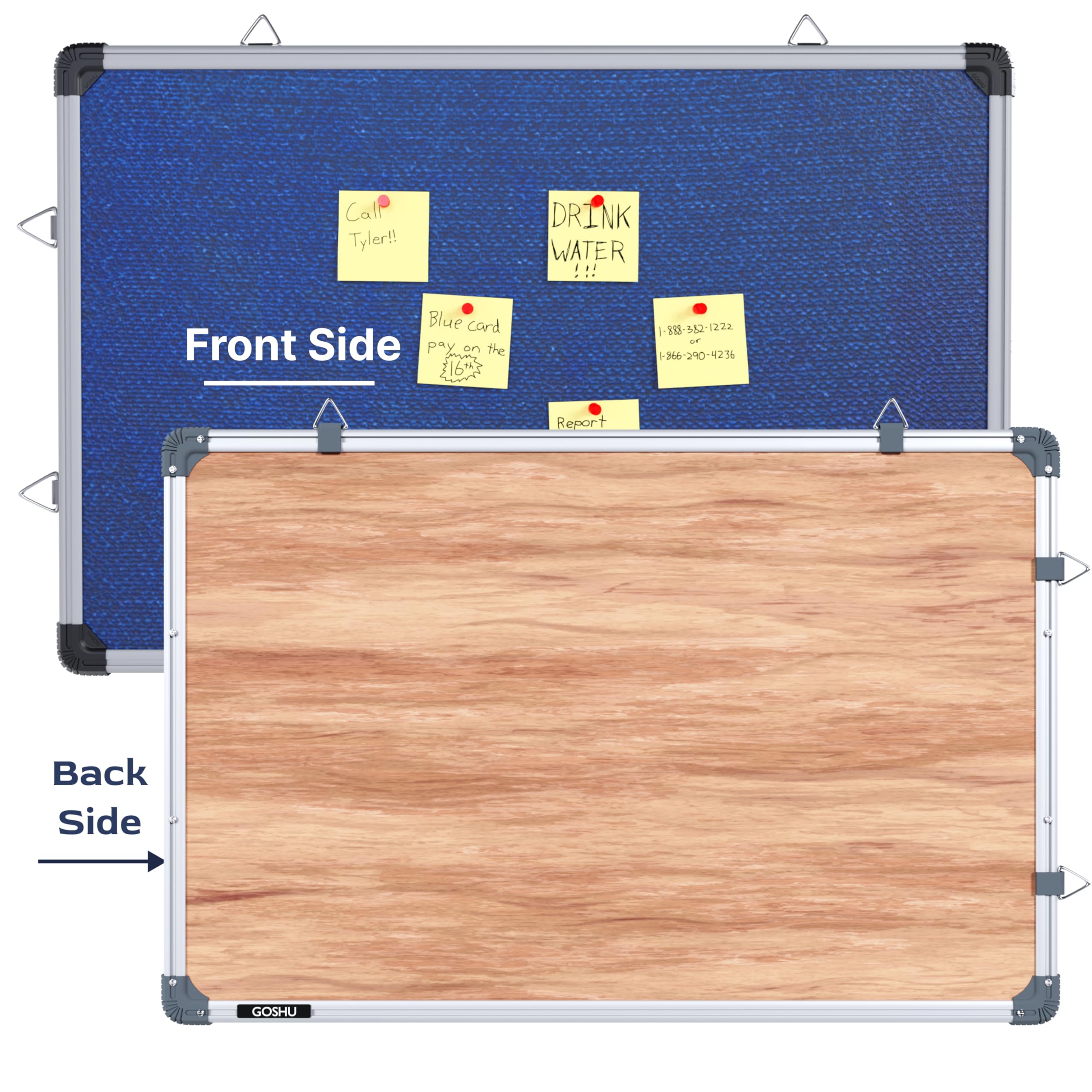 GOSHU 2 feet x3 feet Notice Premium Material Pin-up Board/Pin-up Board/Soft Board/Bulletin Board/Pin-up Display Board for Office, School and Home (2x3 feet Blue, Pack of 1)