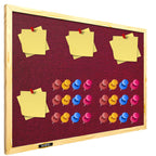 GOSHU 1.5 feet x2 feet Natural Wooden Frame Premium Material Pin-up Board/Soft Board/Bulletin Board/Pin-up Display Board for Office, School and Home with 50 Push Up Pins (Maroon, 1.5x2 feet with pins)