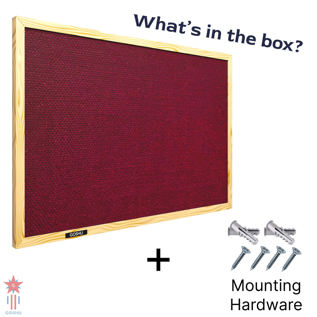 GOSHU 1.5 feet x2 feet Natural Wooden Frame Notice Premium Material Pin-up Board/Soft Board/Bulletin Board/Pin-up Display Board for Office, School and Home (Maroon, 1.5x2 feet)