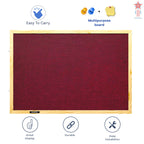 GOSHU 1.5 feet x2 feet Natural Wooden Frame Premium Material Pin-up Board/Soft Board/Bulletin Board/Pin-up Display Board for Office, School and Home with 50 Push Up Pins (Maroon, 1.5x2 feet with pins)