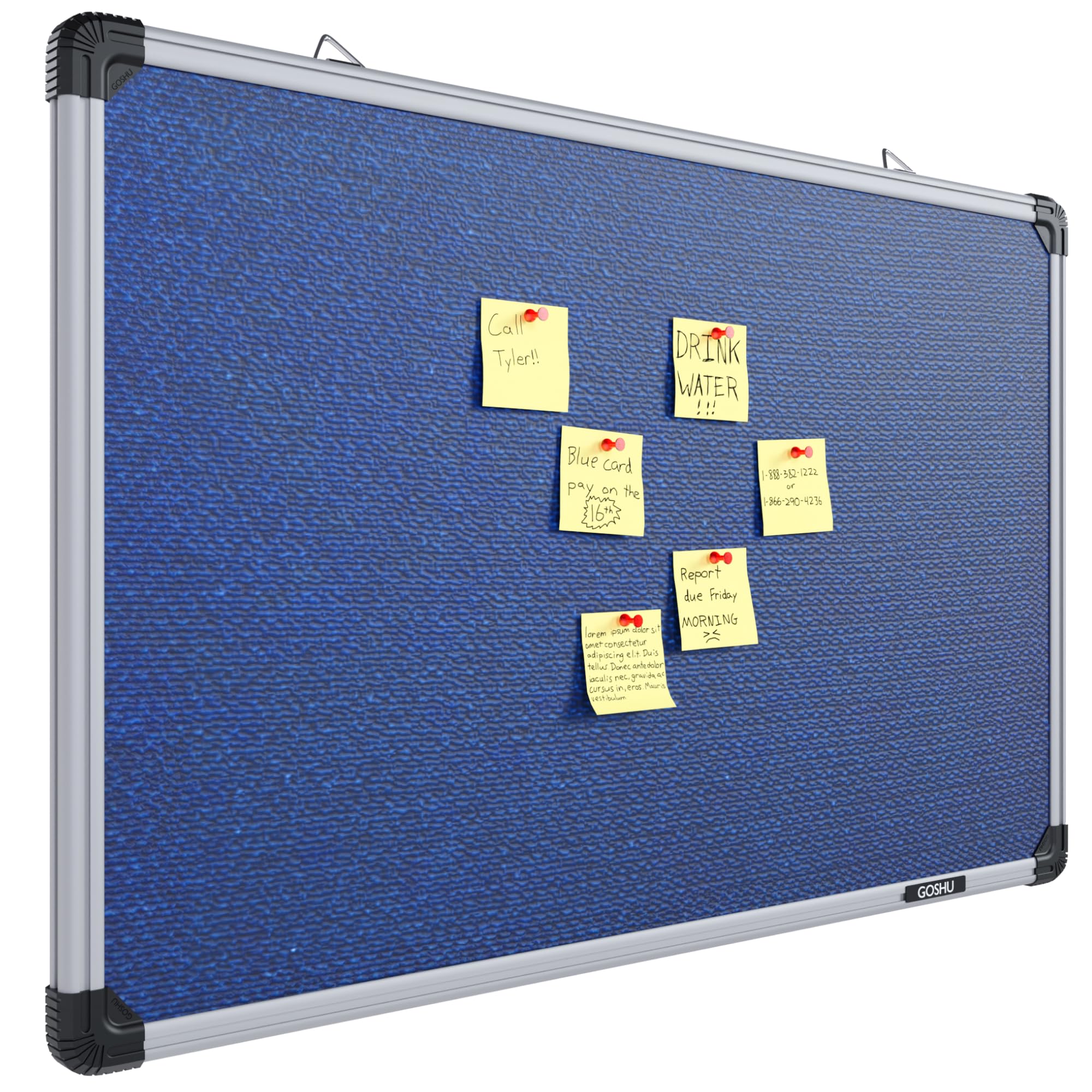 GOSHU 2 feet x3 feet Notice Premium Material Pin-up Board/Pin-up Board/Soft Board/Bulletin Board/Pin-up Display Board for Office, School and Home (2x3 feet Blue, Pack of 1)