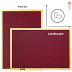 GOSHU 1.5 feet x2 feet Natural Wooden Frame Premium Material Pin-up Board/Soft Board/Bulletin Board/Pin-up Display Board for Office, School and Home with 50 Push Up Pins (Maroon, 1.5x2 feet with pins)