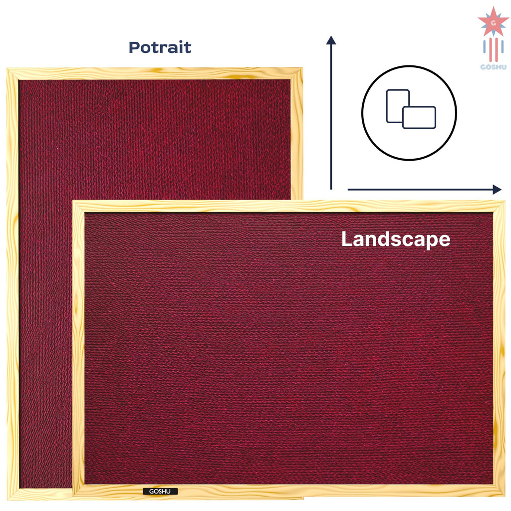 GOSHU 1.5 feet x2 feet Natural Wooden Frame Notice Premium Material Pin-up Board/Soft Board/Bulletin Board/Pin-up Display Board for Office, School and Home (Maroon, 1.5x2 feet)