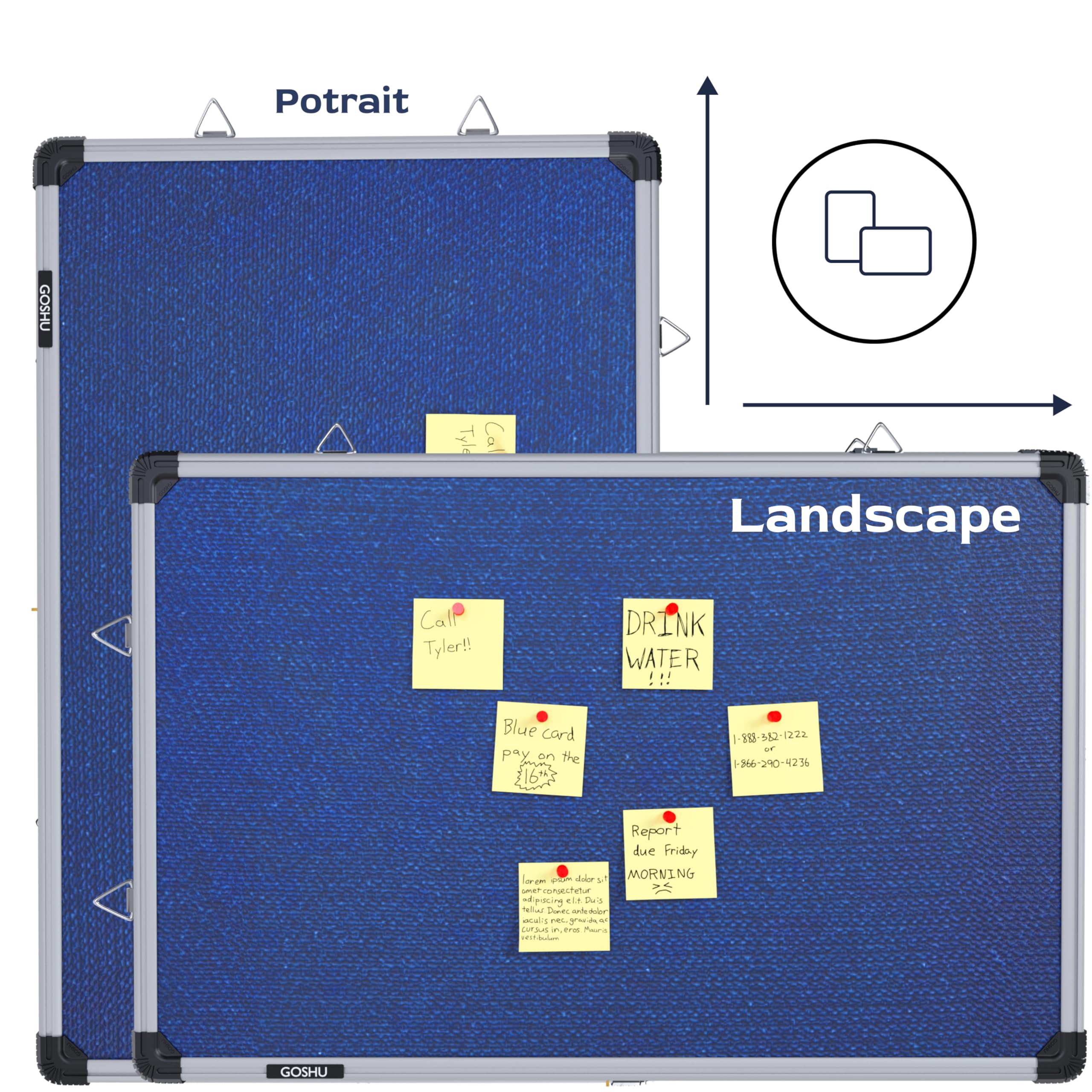 GOSHU 2 feet x3 feet Notice Premium Material Pin-up Board/Pin-up Board/Soft Board/Bulletin Board/Pin-up Display Board for Office, School and Home (2x3 feet Blue, Pack of 1)