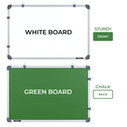 GOSHU Aluminium Non Magnetic 3 Feet X4 Feet Double Sided White Board And Chalk Board Front Side Whiteboard Surface And Back Side Chalkboard Surface (3X4 Feet, Pack Of 1 Item)