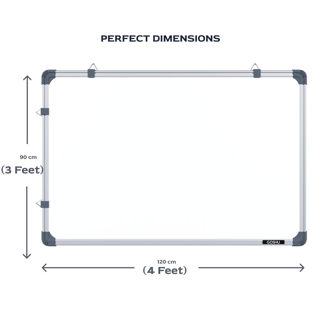 GOSHU Aluminium Non Magnetic 3 Feet X4 Feet Double Sided White Board And Chalk Board Front Side Whiteboard Surface And Back Side Chalkboard Surface (3X4 Feet, Pack Of 1 Item)
