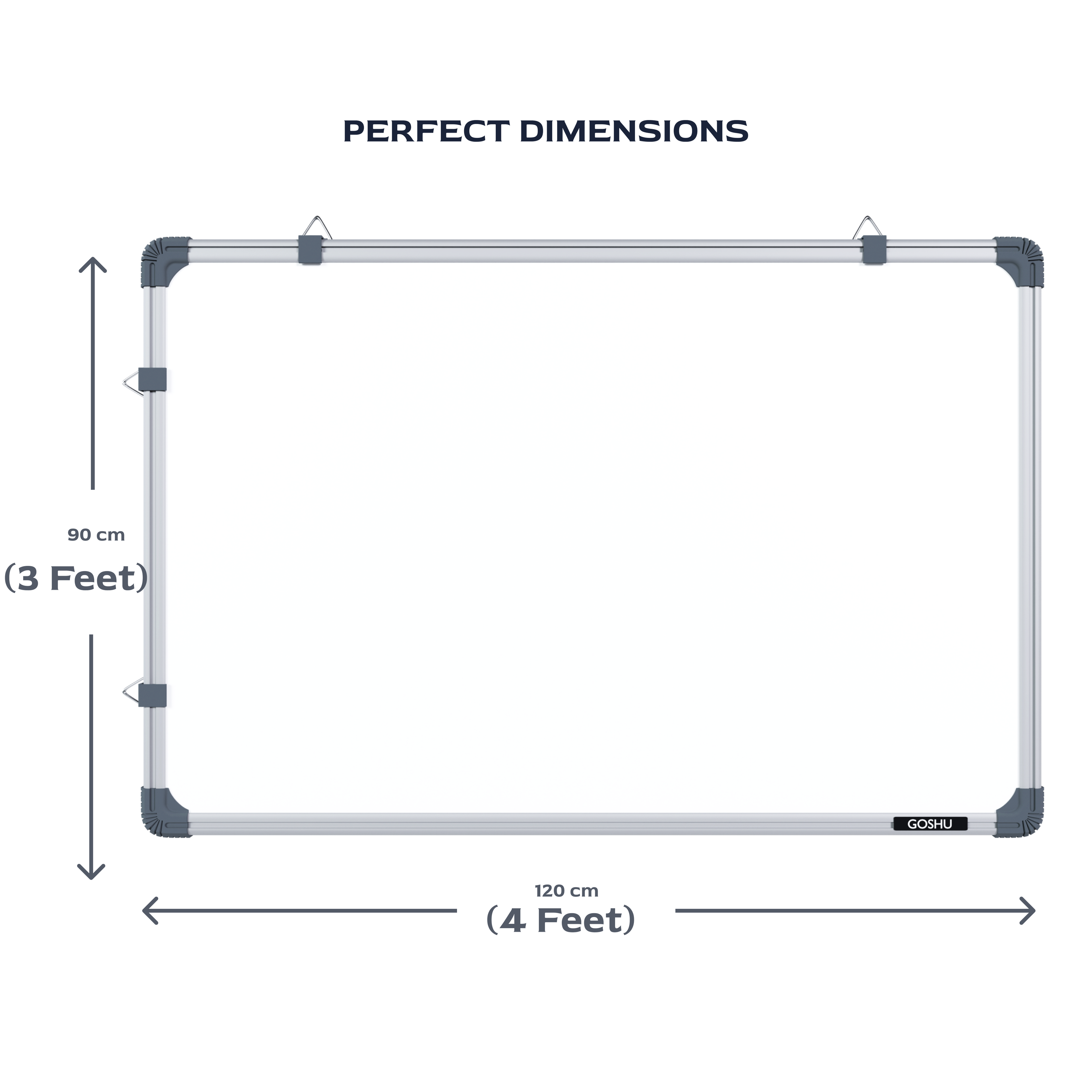 GOSHU Aluminium Non Magnetic 3 Feet X4 Feet Double Sided White Board And Chalk Board Front Side Whiteboard Surface And Back Side Chalkboard Surface (3X4 Feet, Pack Of 1 Item)