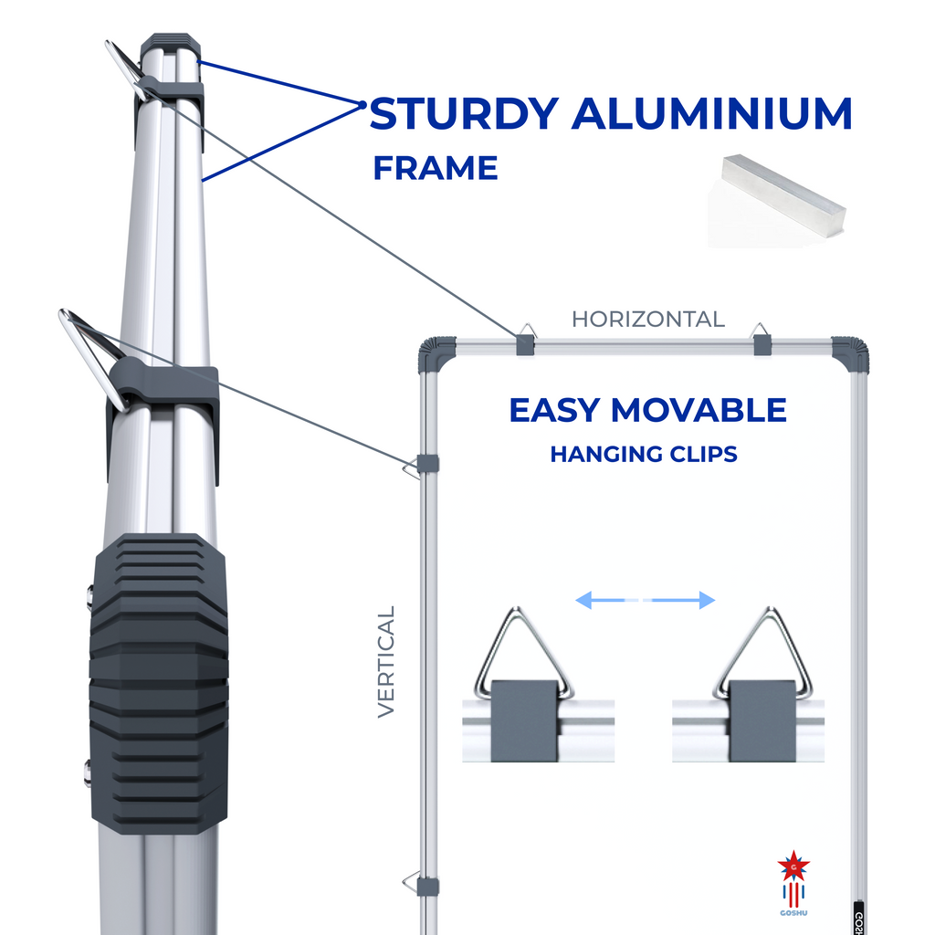 GOSHU Aluminium Non Magnetic 3 Feet X4 Feet Double Sided White Board And Chalk Board Front Side Whiteboard Surface And Back Side Chalkboard Surface (3X4 Feet, Pack Of 1 Item)