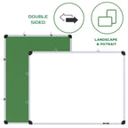 GOSHU Aluminium Non Magnetic 3 Feet X4 Feet Double Sided White Board And Chalk Board Front Side Whiteboard Surface And Back Side Chalkboard Surface Includes Duster and Two Whiteboard Marker (3X4 Feet, Pack Of 4 Items)