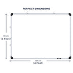 GOSHU Aluminium Non Magnetic 3 Feet X4 Feet Double Sided White Board And Chalk Board Front Side Whiteboard Surface And Back Side Chalkboard Surface Includes Duster and Two Whiteboard Marker (3X4 Feet, Pack Of 4 Items)