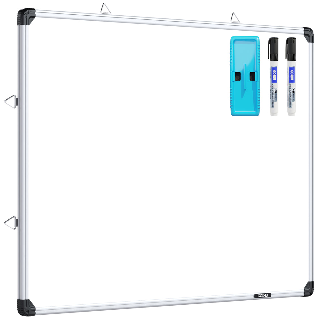 GOSHU Aluminium Non Magnetic 3 Feet X4 Feet Double Sided White Board And Chalk Board Front Side Whiteboard Surface And Back Side Chalkboard Surface Includes Duster and Two Whiteboard Marker (3X4 Feet, Pack Of 4 Items)