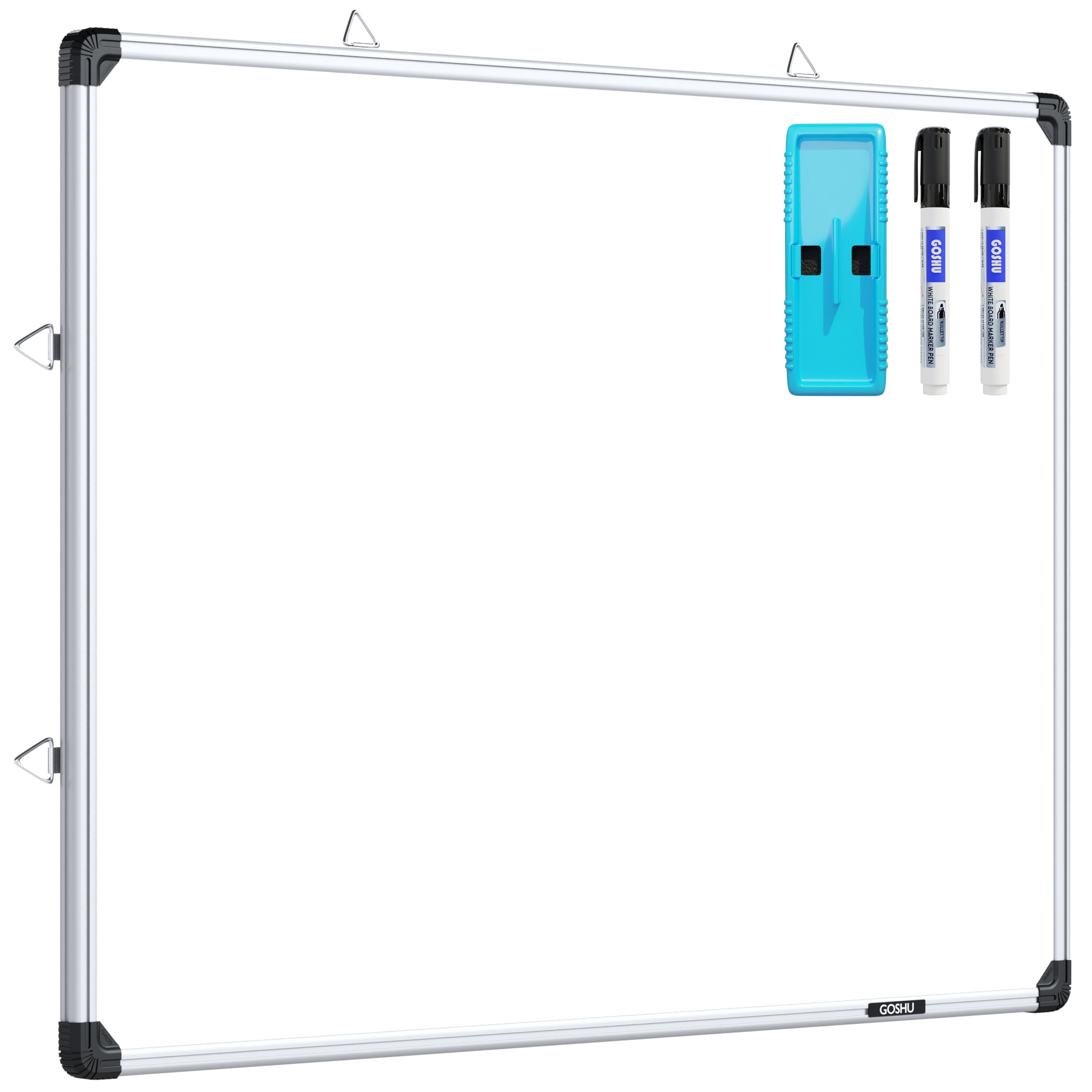GOSHU Aluminium Non Magnetic 3 Feet X4 Feet Double Sided White Board And Chalk Board Front Side Whiteboard Surface And Back Side Chalkboard Surface Includes Duster and Two Whiteboard Marker (3X4 Feet, Pack Of 4 Items)